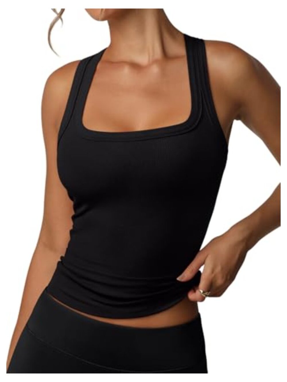 Tank Top with Built in Bra Sleeveless Racerback Ribbed Summer Tops
